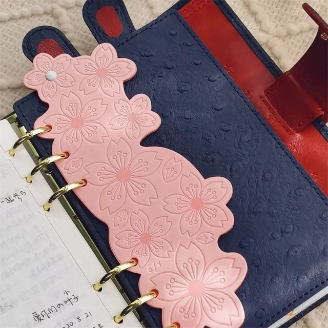 Sakura Index-Trenner aus echtem Leder für A5/A6/A7/A8 Binder in Pink - Bild 1