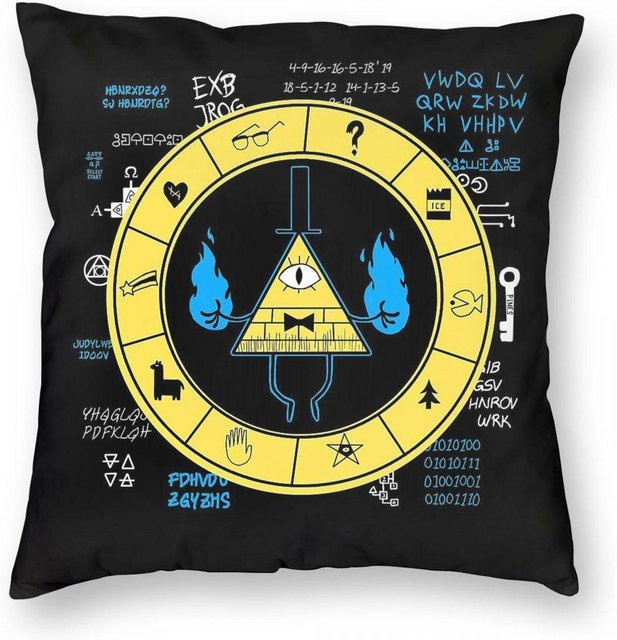 Dekorativer Kissenbezug Bill Cipher von Green Harvest in Multicolour, Materialmix aus Polyester, Leinen und Samt, B/T: 18 x 18 cm - Bild 1