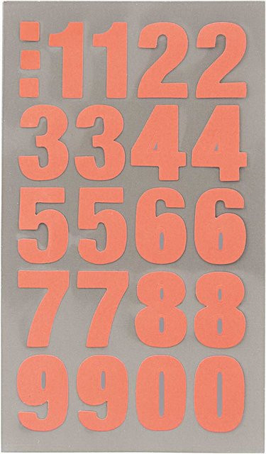 Rico Design Paper Poetry Office Sticker Zahlen in Neonrot, 4 Bogen - Bild 1