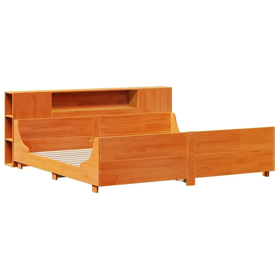 vidaXL Massivholzbett aus Kiefernholz in Braun, rustikales Bett ohne Matratze, B/T/H: 180 x 200 x 82 cm bis 200 x 200 x 82 cm - Bild 2