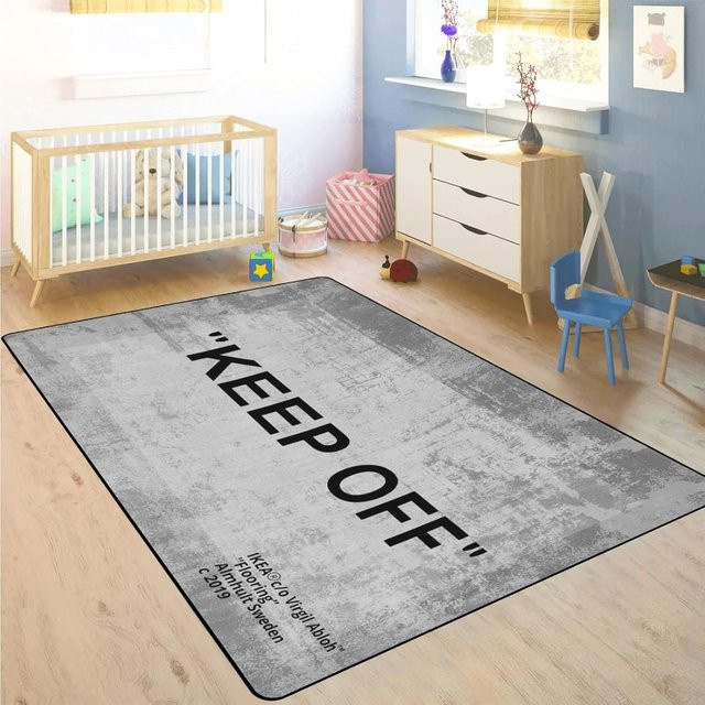 Keep Off Moderner Teppich in Grau mit 3D-Druck, Rutschfeste Rechteckige Bodenmatte für Wohnzimmer, Schlafzimmer oder Spielzimmer - Bild 1