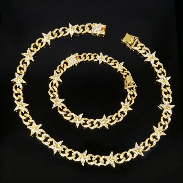 ZAKOL Halskette und Armband, Stern, Kristall, Gold, Unisex, 20/45 cm - Bild 1