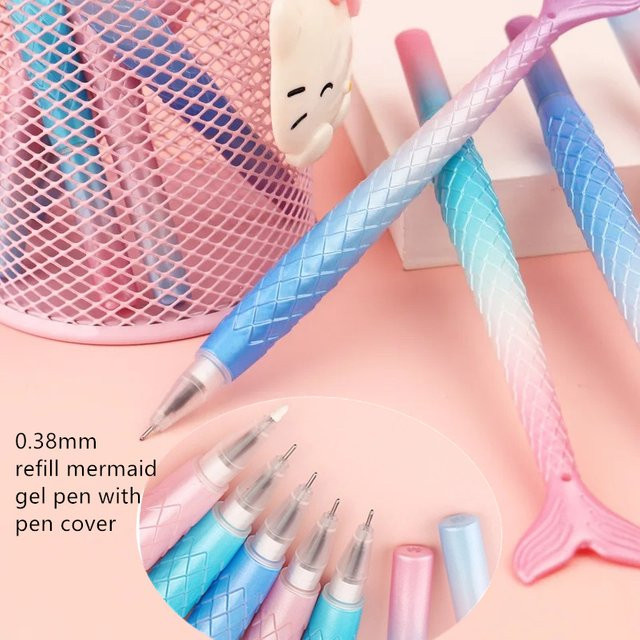 Kreativer Gelstift in Meerjungfrau-Optik mit Fischschwanz-Design, 0,38 mm Stiftspitze, Mehrfarbig - Bild 1