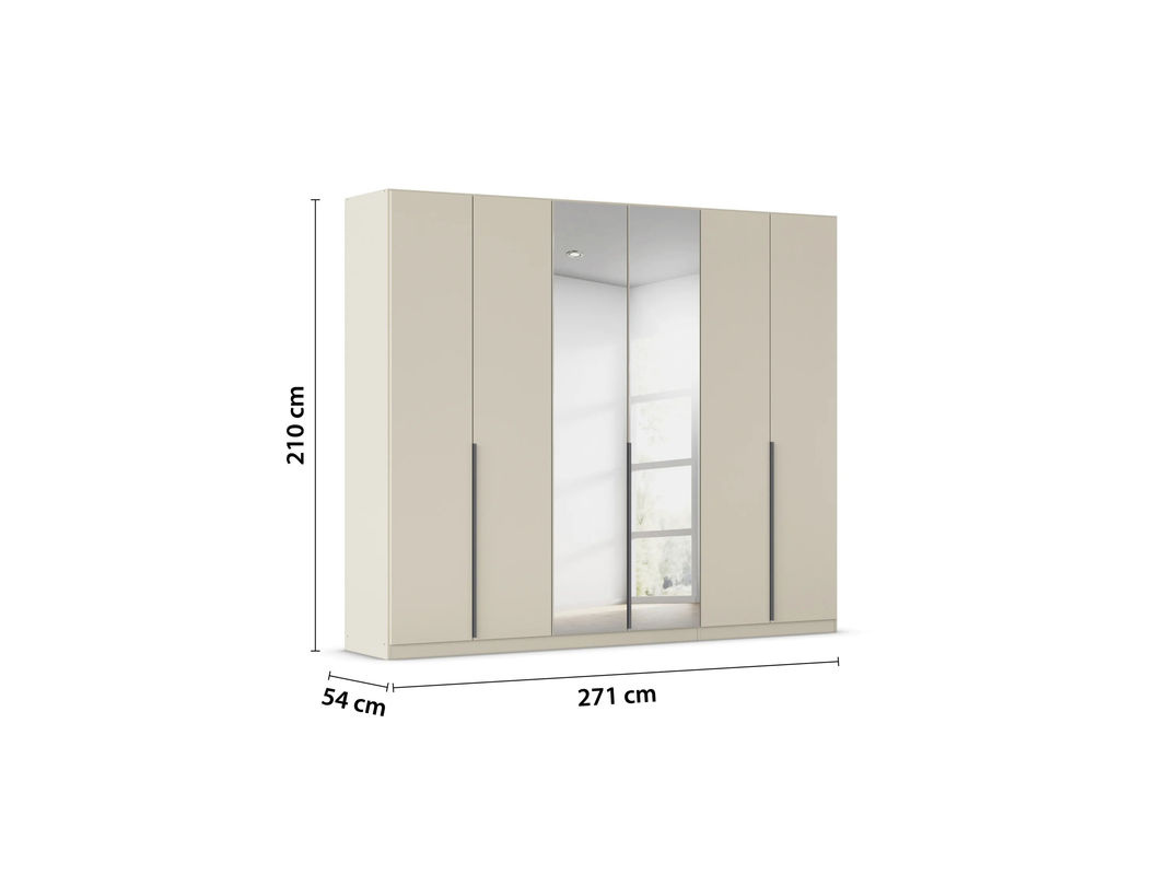RAUCH Drehtürenschrank Alabama in Beige mit Spiegel und grauen Griffen, B/H: 271 x 210 cm - Bild 3