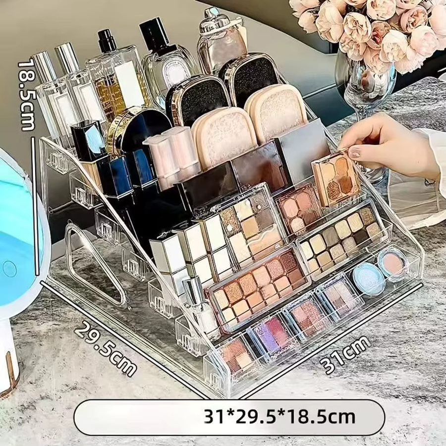 LEENKEA Acryl-Leiter-Display-Regal, transparentes mehrschichtiges Kosmetik-Organizer-Regal - Bild 3