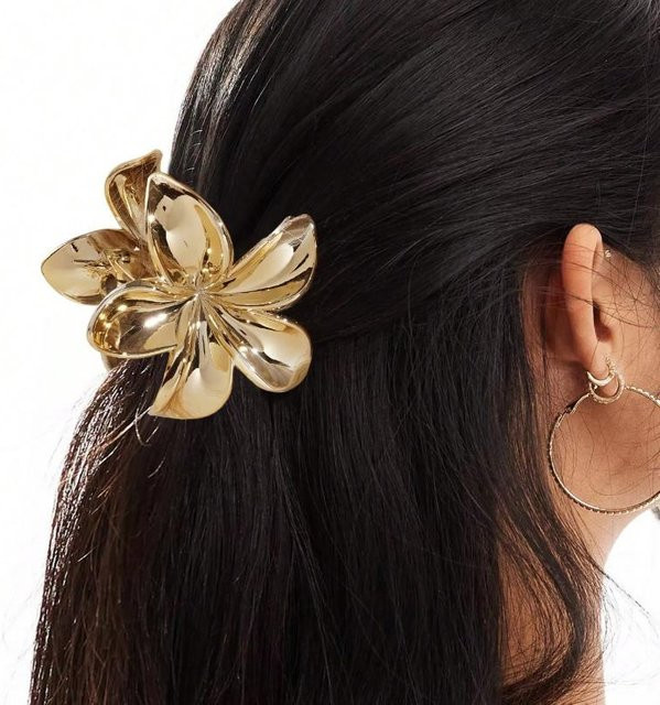 Haarspange Blumenförmig, Gold/Silber, Damen - Bild 1