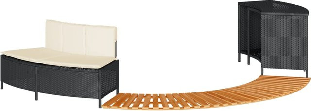 Whirlpool-Umrandung von VD Home Furnishing aus schwarzem Poly-Rattan und massivem Akazienholz - Bild 1