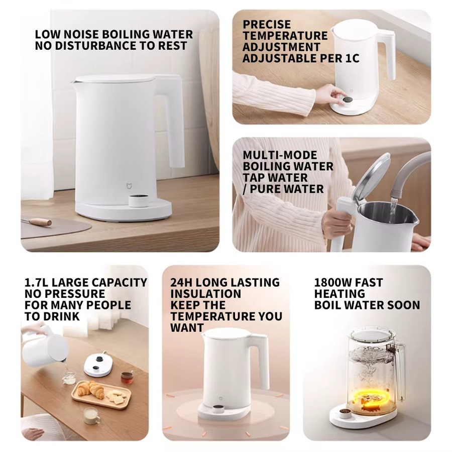 MIJIA Smart Kettle 2 Pro Elektrischer Wasserkocher mit LED-Display und App-Steuerung, Weiß - Bild 3