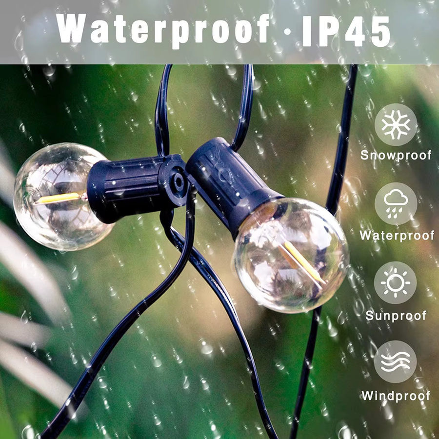Topdii LED Globe Lichterkette G40 mit transparenten Kugeln für Outdoor und Garten, 110V/220V - Bild 3