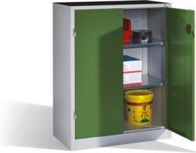 C+P Schwerlast-Beistellschrank mit Drehtüren und 2 Regalböden, Front Resedagrün, Korpus Lichtgrau, H: 120 cm, B: 93 cm, T: 50 cm - Bild 1
