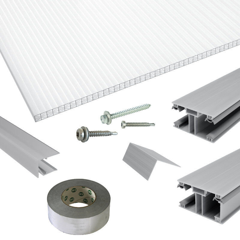 Terrassendach-Set aus Polycarbonat Stegplatten von Friedrich von Lien AG, glasklar, 16 mm Dicke - Bild 1