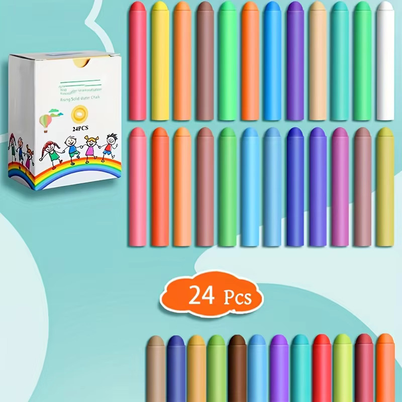 24 staubfreie und waschbare Kreiden in bunten Farben inklusive Aufbewahrungsbox für den Innen- und Außenbereich - Bild 4