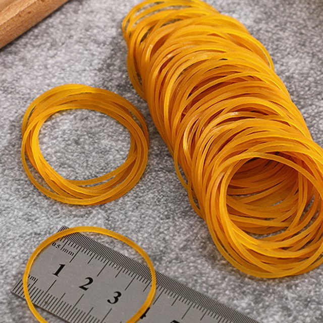 Hochelastische Gummibänder in Beige und Gelb für Büro und Schule, 100–1000 Stück robuste Befestigungselemente aus Gummi - Bild 1