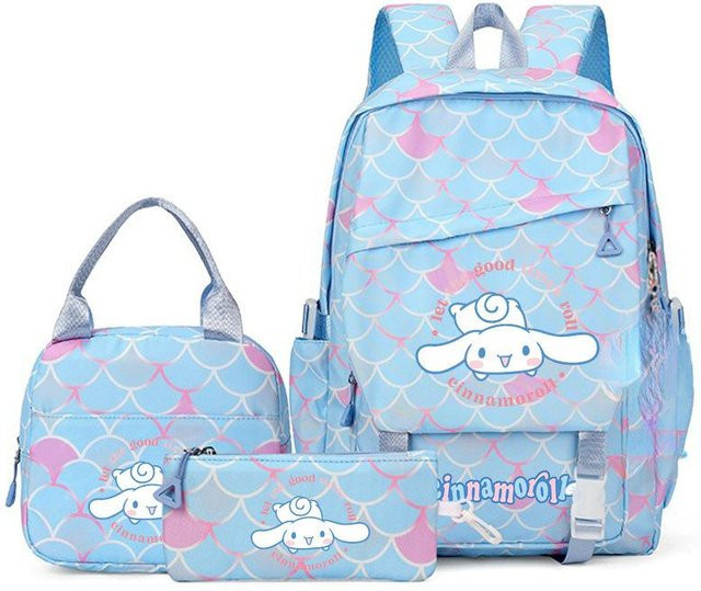 3-teiliges Schulrucksack-Set in Blau aus Oxford-Stoff mit Schultasche, Schultergurt und Federmäppchen - Bild 1
