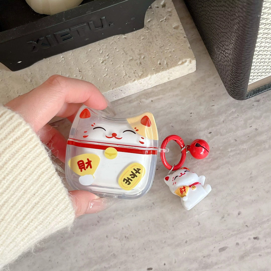 Stoßfeste Kopfhörer-Hülle mit niedlichem Katzen-Cartoon-Design für Apple AirPods 4, 1, Pro, 2 und 3, Mehrfarbig - Bild 2