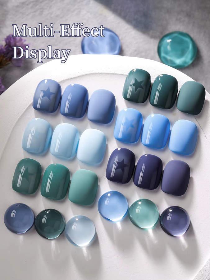 XEIJAYI Gel-Nagellack-Set, 6-teilig, blau, glänzend, Damen - Bild 4