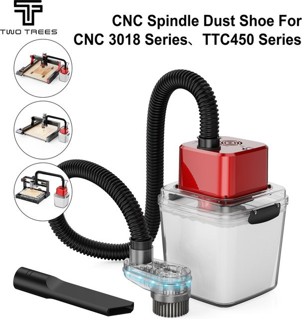 Twotrees Spindel-Staubschuh für CNC 3018 und TTC 450 Serie, Roter Chipsammler und Luftfilter für CNC-Graviermaschinen - Bild 1