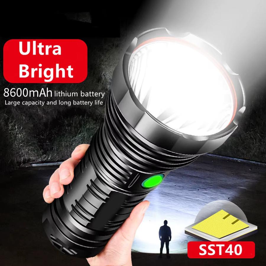 KENSUN SFT40 LED-Taschenlampe in Schwarz, USB wiederaufladbare taktische Taschenlampe aus Aluminium mit festem Fokus und wasserdichtem Design für Outdoor und Camping - Bild 4