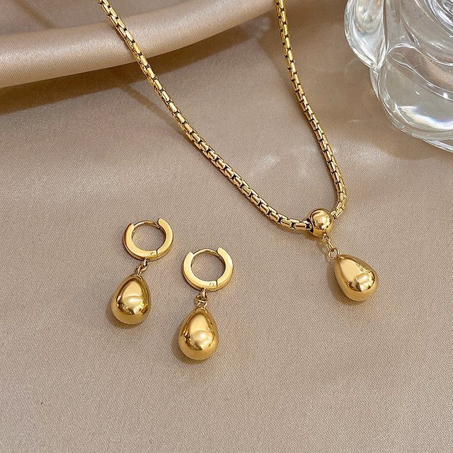 Greatera Halskette und Ohrringe, Edelstahl, Gold, Damen - Bild 1