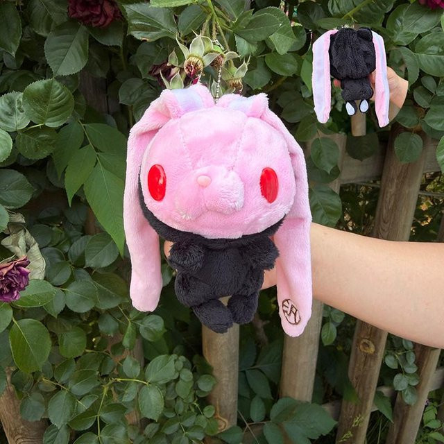 Yiran toy Kaninchen Plüsch Taschenanhänger, Rosa Weiß Schwarz, Unisex - Bild 1