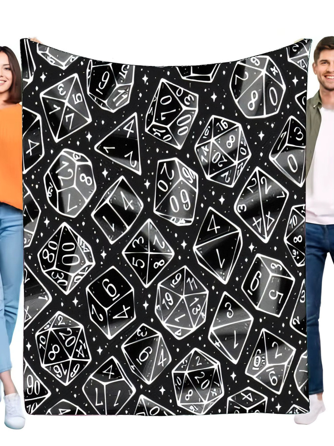Weiche Fleece-Decke mit Dungeons & Dragons-Motiv in Schwarz-Weiß für Erwachsene - Bild 2