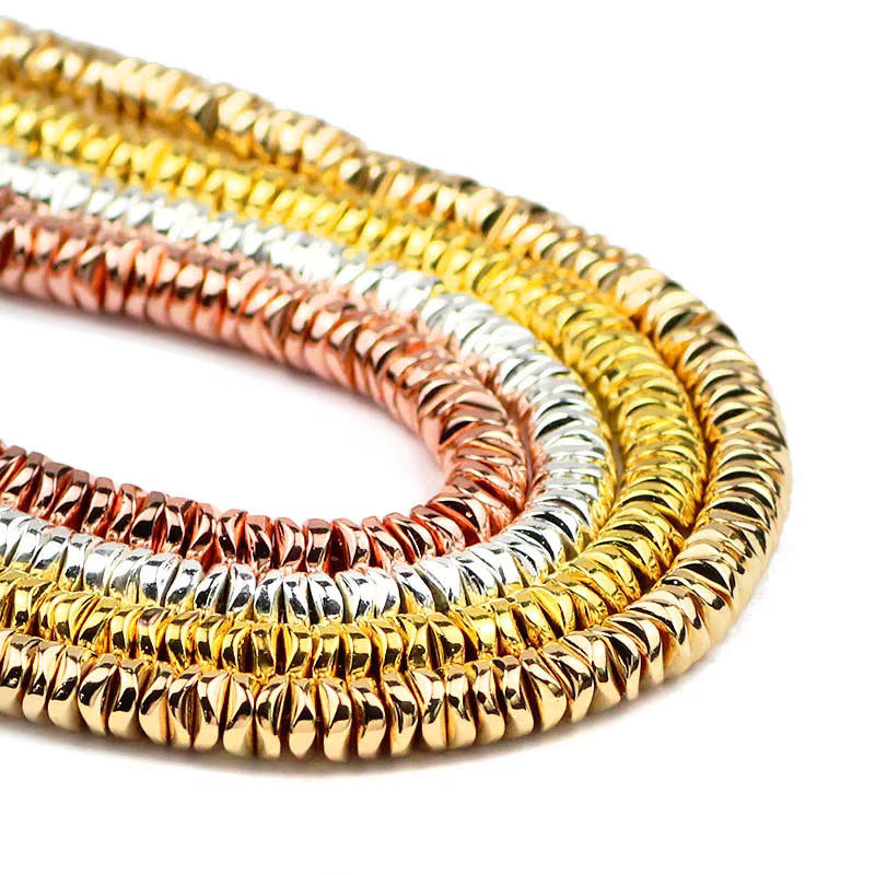 JHNBY Spacer Perlen, Naturstein, Gold Farbe, 6 mm, Runde Wellen Hämatit - Bild 2