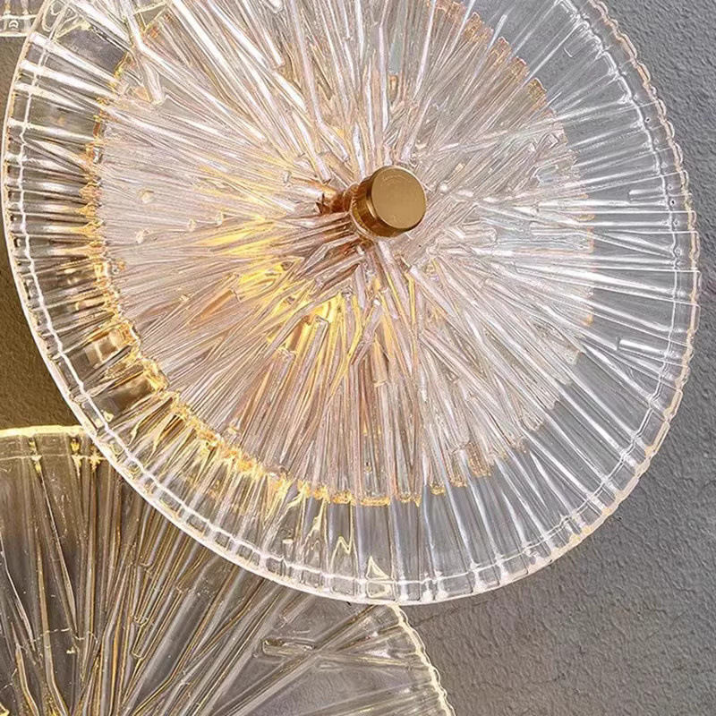 JIANKEXING Runde Kunstglas-Wandleuchte in Gold/Messing mit transparentem Glas und warmweißem Licht für Wohnzimmer, Flur und Schlafzimmer - Bild 3