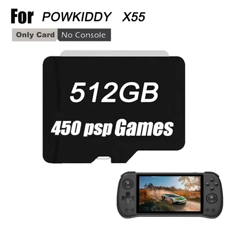 POWKIDDY X55 Retro-Handheld-Spielekonsole in Schwarz mit 450 vorinstallierten Spielen und TF-Kartenslot für klassisches Action- und Adventure-Gaming - Bild 1