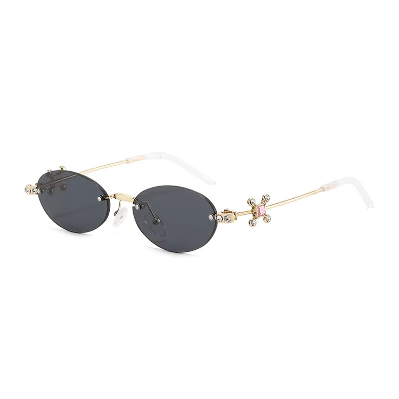 Julyrays Korrektionsbrille, randlos, oval, Metall, Damen, gold, black - Bild 2
