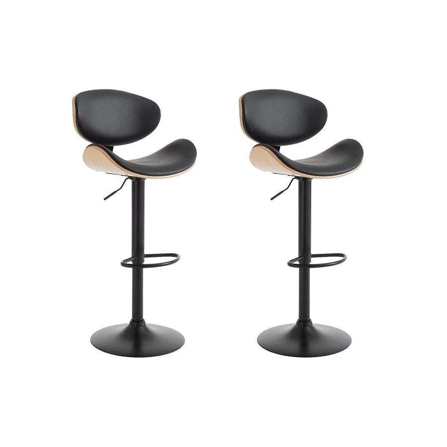 Vente-unique Barhocker Montenegro in Schwarz und Beige mit Metallgestell und Kunstlederbezug - Bild 2