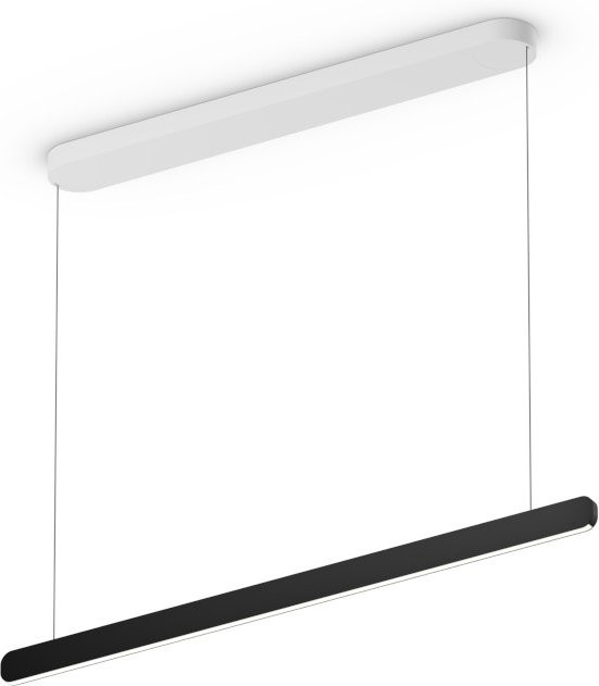 Occhio Mito linear volo 100 up LED-Pendelleuchte in Weiß matt mit schwarzem Kopf, dimmbar mit Occhio air Modul und x-tra warm LED (2200K - 3500K), höhenverstellbar von 65-165 cm - Bild 1