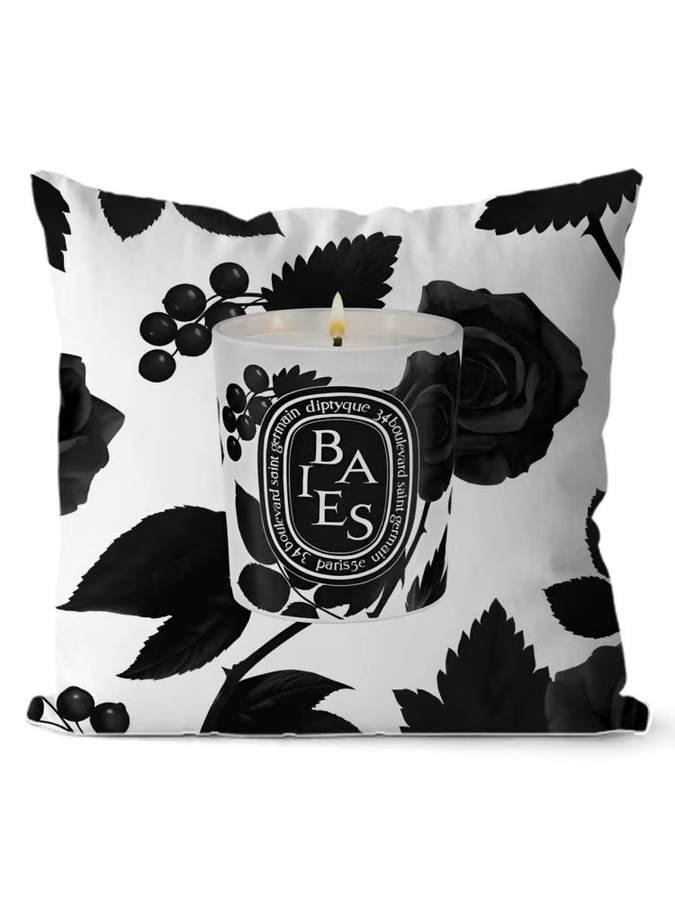 D-Diptyques Kissenbezug aus Kurzplüsch mit floralem Design in Weiß, B/B/H: 30 x 30 x 30 cm - Bild 4