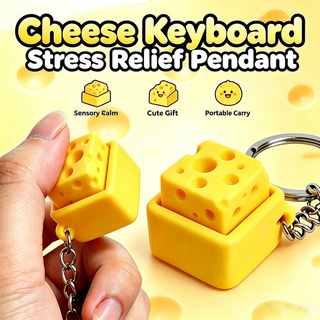 hairun Kawaii Käse-Tastatur Fidget-Spielzeug Schlüsselanhänger, mechanischer Schalter, ASMR Click - Bild 1