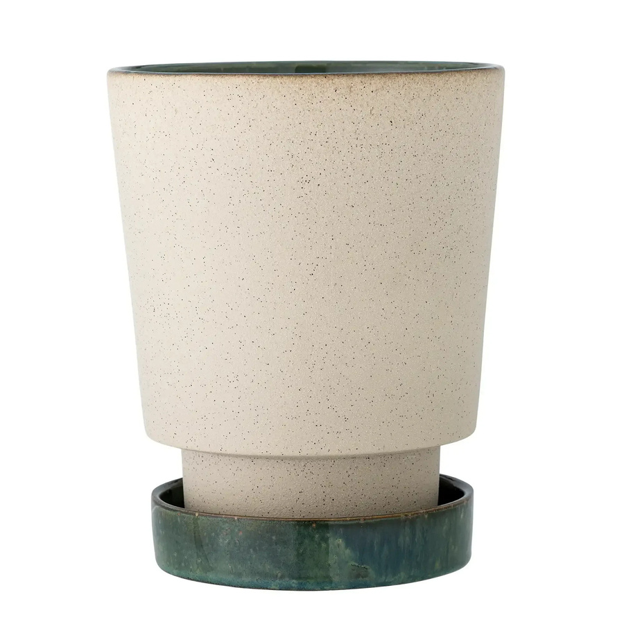 Bloomingville Blumentopf Idril aus Keramik in Beige und Green, Höhe: 19 cm - Bild 1