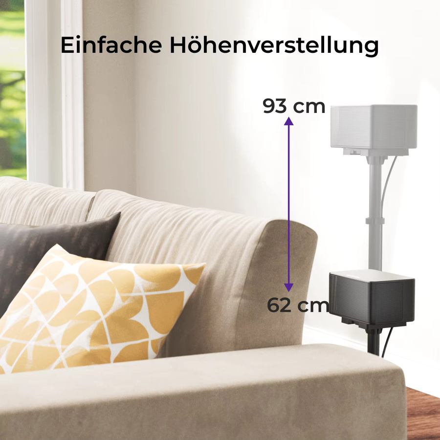 ULTIMEA Steady 310 Höhenverstellbare Lautsprecherständer Paar Schwarz für Poseidon und Aura Serien, Höhe: 62–93 cm - Bild 4