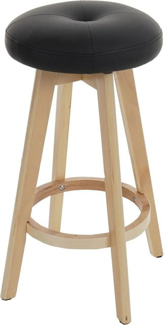 PROREGAL Barhocker drehbar aus Kunstleder und Holz in Schwarz mit hellen Beinen, Sitzhöhe: 67 cm - Bild 1