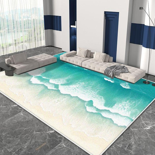 Karpetti Heimteppich mit 3D Strandmuster in Multicolour, rutschfest und waschbar, B/T: 60 x 90 cm - Bild 1