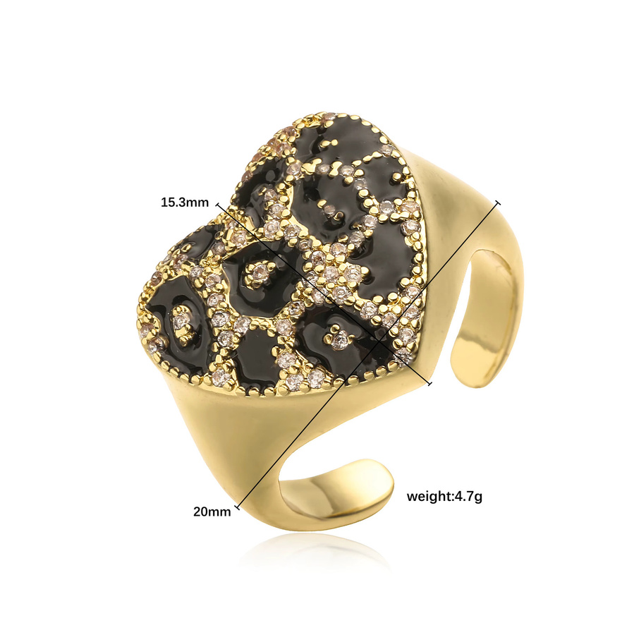 HECHENG Ring, zweifarbig, Leopardenmuster, Zirkonia, Unisex - Bild 2