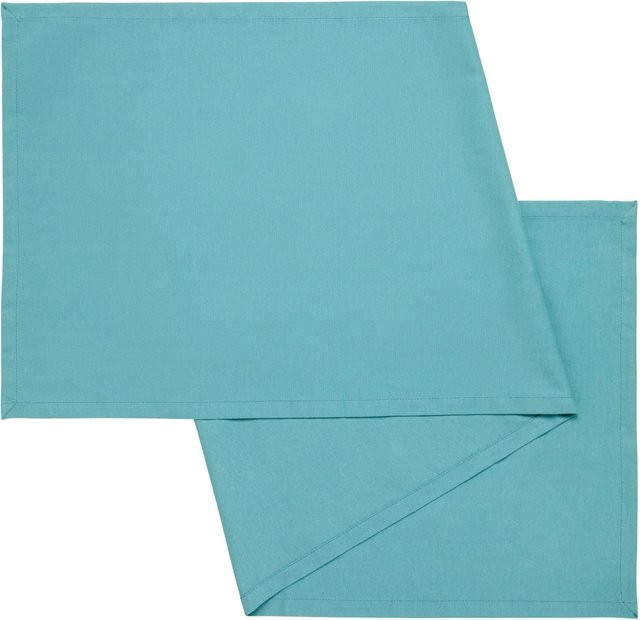 Mömax Tischläufer Steffi Uni Mineralblau aus Baumwolle, Breite: 45 cm, Länge: 150 cm - Bild 1