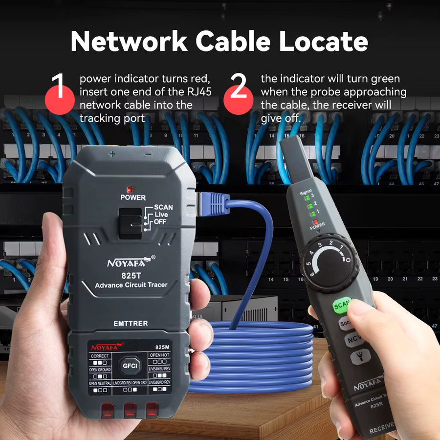 NOYAFA Netzwerkkabeltester NF-825TMR Kabelfinder und Kabeltracker für Hoch- und Niederspannungskabel in Schwarz - Bild 3