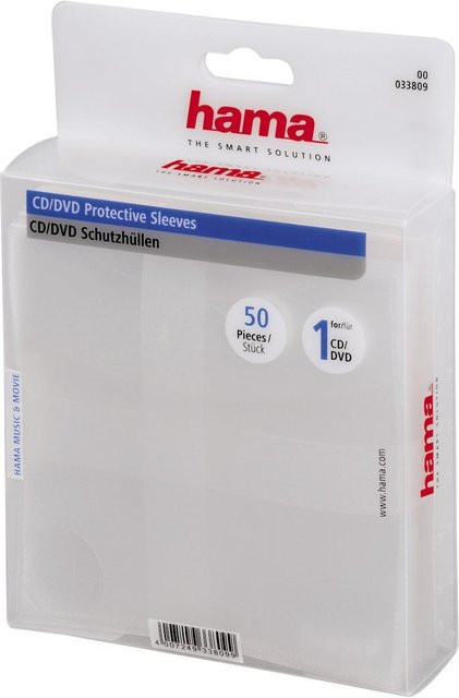 Hama CD- und DVD-Schutzhüllen, 50 Stück, Transparent - Bild 1