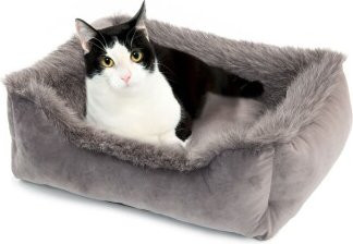 Wallace & Jones Katzenbett MAYFAIR in Schiefergrau mit Velvet-Bezug und rutschfester Unterseite - Bild 1