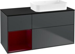 V&B Waschtischunterschrank Finion Wandbeleuchtung mit Regalsystem rechts, Farbe Matt Dunkelblau, Lackiert, B/T/H: 120 x 60 cm - Bild 1