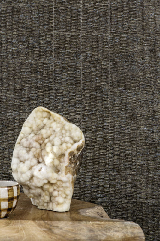 Elitis Flecht Tapete Mimbre Precioso in Braun und Blau mit geometrischem Muster - Bild 2