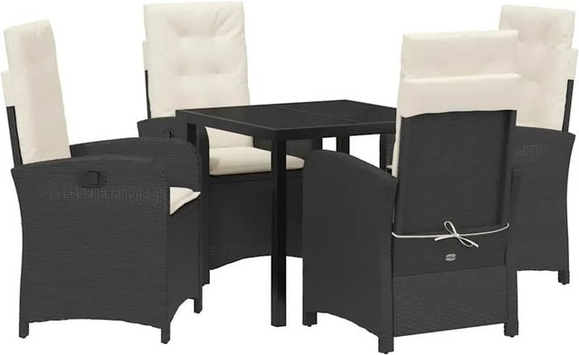 vidaXL Garten Essgruppe 5-teilig aus Poly-Rattan und Glas in Schwarz und Creme - Bild 1