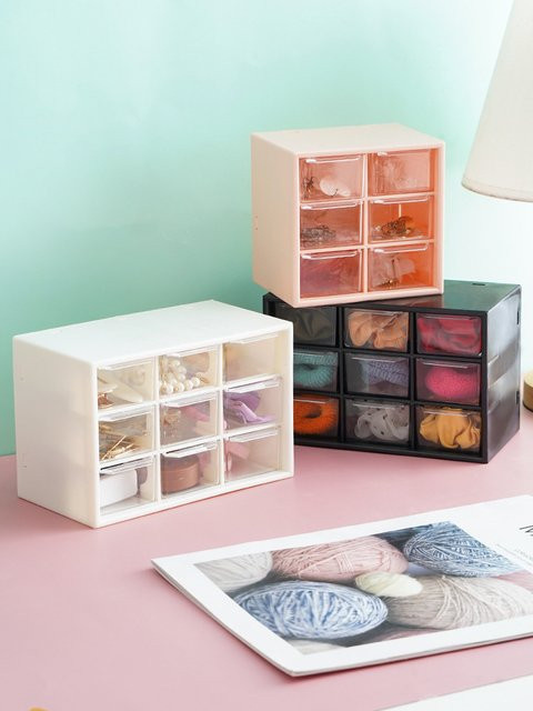 Jiugongge Aufbewahrungsbox Hearts Ins in Rot mit mehreren Fächern aus Kunststoff für Schreibwaren, Schmuck und Kosmetik - Bild 1