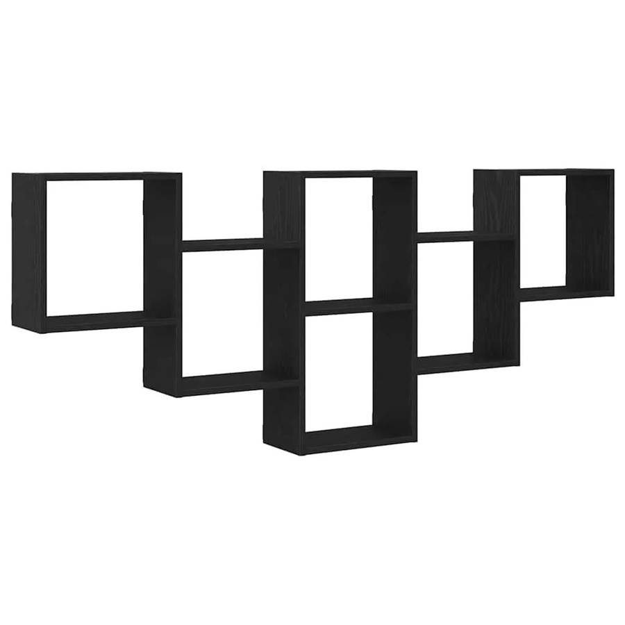 vidaXL Wandregal in Schwarz und Eichen-Optik, modernes Regal aus MDF, B/H/T: 159 x 66 x 18 cm - Bild 2