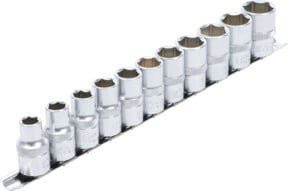 BGS Steckschlüssel-Einsatz-Satz aus Chrom-Vanadium, 11-teilig, Sechskant mit 1/2 Zoll Innenvierkant-Antrieb, Farbe Silber, Schlüsselweite 10 - 21 mm - Bild 1