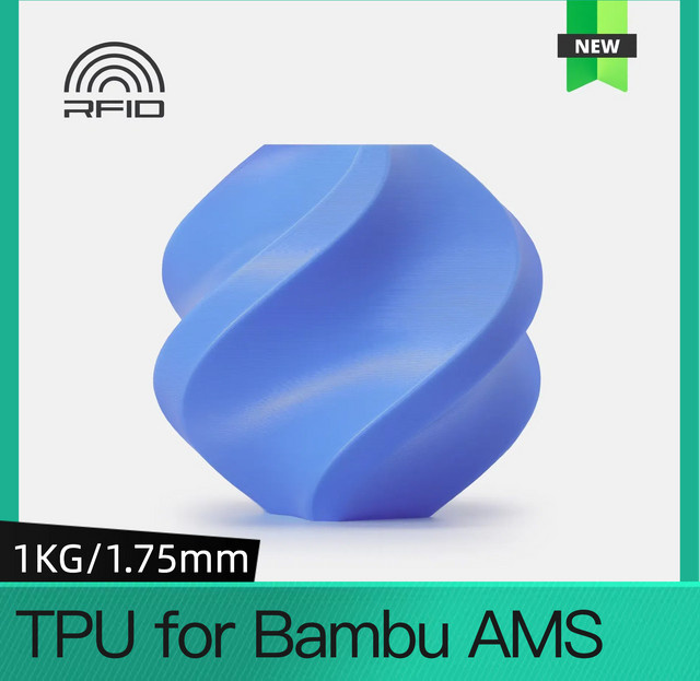 BambuLab TPU Filament Rot, 1,75 mm, 1 kg, Härte 68D, kompatibel mit BambuLab AMS und AMS lite - Bild 1