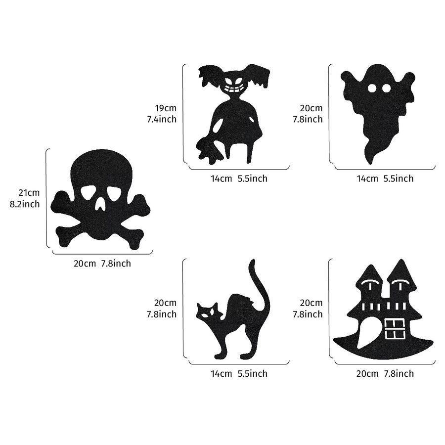 5 Stück Halloween Wanddekoration aus Vliesstoff in Schwarz als hängende Ornamente - Bild 2